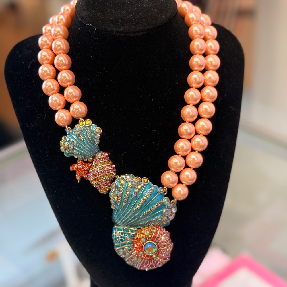 Heidi Daus Pink Pearls and Seashells Necklace
